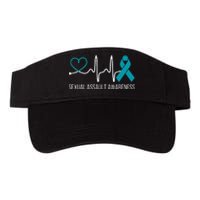 Heartbeat Sexual Assault Awareness Month Teal Ribbon Support Valucap Bio-Washed Visor