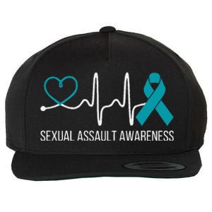 Heartbeat Sexual Assault Awareness Month Teal Ribbon Support Wool Snapback Cap