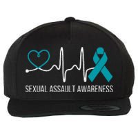 Heartbeat Sexual Assault Awareness Month Teal Ribbon Support Wool Snapback Cap