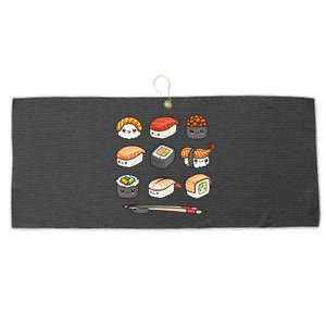 Happy Sushi Anime Kawaii Set Japanese Food Lover Otaku Manga  Large Microfiber Waffle Golf Towel