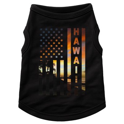 Hawaii Sunset American Flag Honolulu Hawaiian Island Doggie Tank