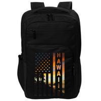 Hawaii Sunset American Flag Honolulu Hawaiian Island Impact Tech Backpack