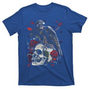 Hawk Spirit Animal With Skull And Roses The Day Of Dead Cool Gift T-Shirt