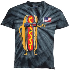 Hotdog Sunglasses American Flag USA Funny 4th Of July Fourth Kids Tie-Dye T-Shirt