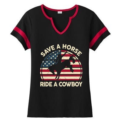 HorseShirt Save A Horse Ride A Cowboy Funny Gift Girl Wo Ladies Halftime Notch Neck Tee