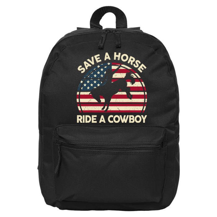 HorseShirt Save A Horse Ride A Cowboy Funny Gift Girl Wo 16 in Basic Backpack