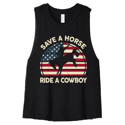 HorseShirt Save A Horse Ride A Cowboy Funny Gift Girl Wo Women's Racerback Cropped Tank