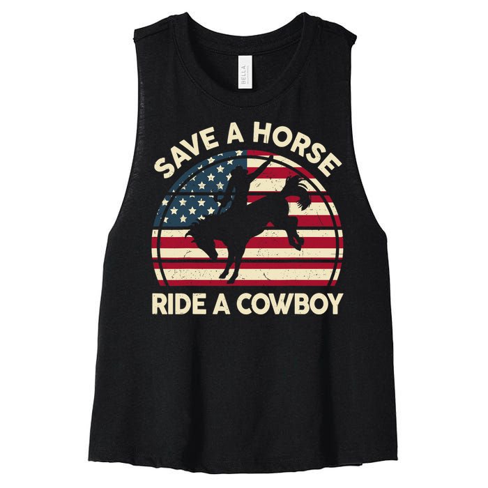 HorseShirt Save A Horse Ride A Cowboy Funny Gift Girl Wo Women's Racerback Cropped Tank