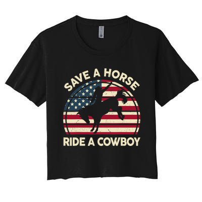 HorseShirt Save A Horse Ride A Cowboy Funny Gift Girl Wo Women's Crop Top Tee