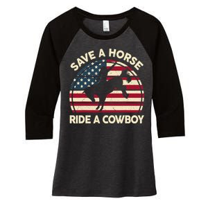 HorseShirt Save A Horse Ride A Cowboy Funny Gift Girl Wo Women's Tri-Blend 3/4-Sleeve Raglan Shirt