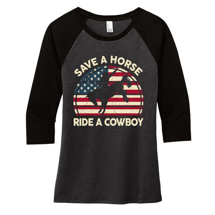 HorseShirt Save A Horse Ride A Cowboy Funny Gift Girl Wo Women's Tri-Blend 3/4-Sleeve Raglan Shirt