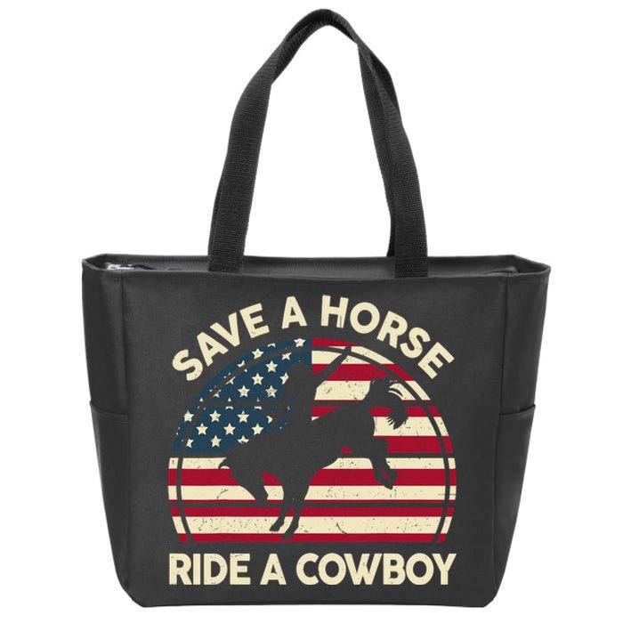 HorseShirt Save A Horse Ride A Cowboy Funny Gift Girl Wo Zip Tote Bag