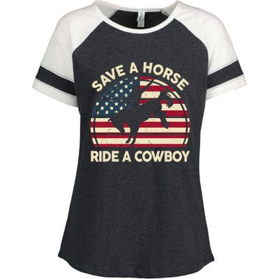 HorseShirt Save A Horse Ride A Cowboy Funny Gift Girl Wo Enza Ladies Jersey Colorblock Tee