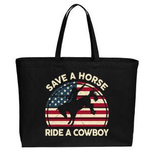 HorseShirt Save A Horse Ride A Cowboy Funny Gift Girl Wo Cotton Canvas Jumbo Tote