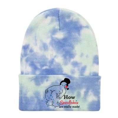 How Snowflakes Are Really Made Funny Snowman Christmas Tie Dye 12in Knit Beanie