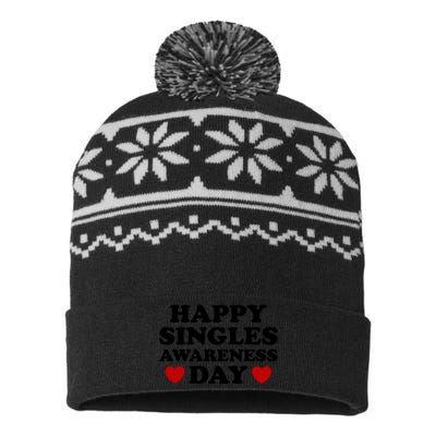 Happy Singles Awareness Day Anti Valentines Day No Couples Gift USA-Made Snowflake Beanie