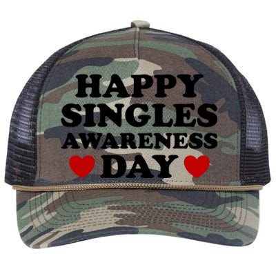 Happy Singles Awareness Day Anti Valentines Day No Couples Gift Retro Rope Trucker Hat Cap