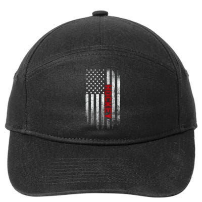 Hockey Stick American Flag Sports Patriotic Hockey Player 7-Panel Snapback Hat