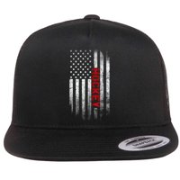 Hockey Stick American Flag Sports Patriotic Hockey Player Flat Bill Trucker Hat