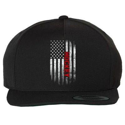 Hockey Stick American Flag Sports Patriotic Hockey Player Wool Snapback Cap