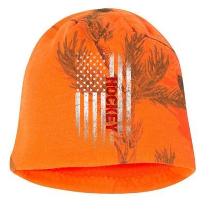 Hockey Stick American Flag Sports Patriotic Hockey Player Kati - Camo Knit Beanie