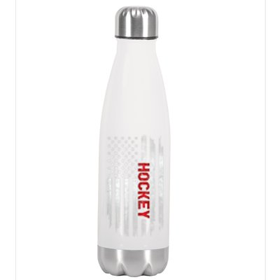 Hockey Stick American Flag Sports Patriotic Hockey Player Stainless Steel Insulated Water Bottle