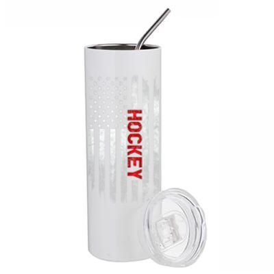 Hockey Stick American Flag Sports Patriotic Hockey Player Stainless Steel Tumbler