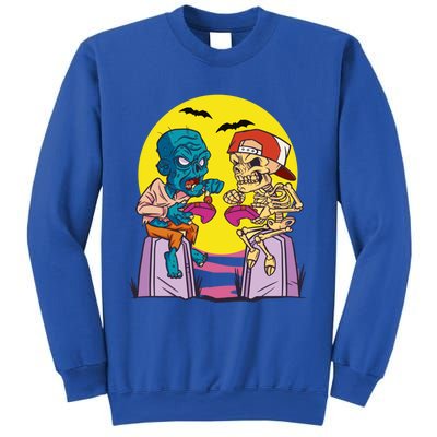 Halloween Skeleton And Zombie Gamer Gift Sweatshirt