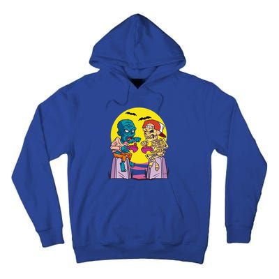 Halloween Skeleton And Zombie Gamer Gift Tall Hoodie