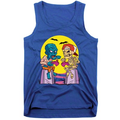 Halloween Skeleton And Zombie Gamer Gift Tank Top