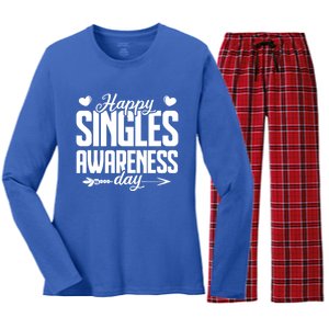 Happy Singles Awareness Day Funny Valentines Gift Women's Long Sleeve Flannel Pajama Set 