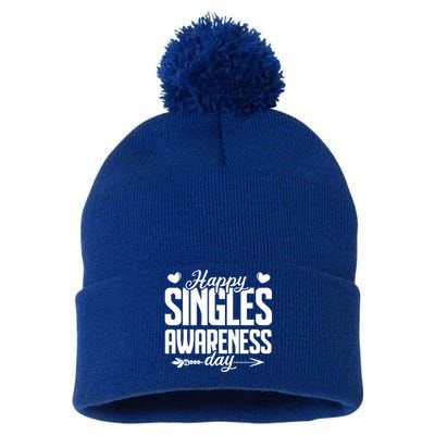 Happy Singles Awareness Day Funny Valentines Gift Pom Pom 12in Knit Beanie