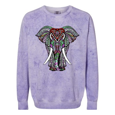 Henna Stylish Artistic Save The Elephants Wildlife Colorblast Crewneck Sweatshirt