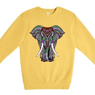 Henna Stylish Artistic Save The Elephants Wildlife Premium Crewneck Sweatshirt