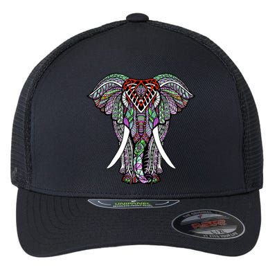 Henna Stylish Artistic Save The Elephants Wildlife Flexfit Unipanel Trucker Cap