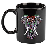 Henna Stylish Artistic Save The Elephants Wildlife 11oz C Handle Ceramic Mug