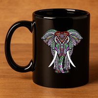 Henna Stylish Artistic Save The Elephants Wildlife 11oz C Handle Ceramic Mug