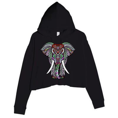 Henna Stylish Artistic Save The Elephants Wildlife Crop Fleece Hoodie