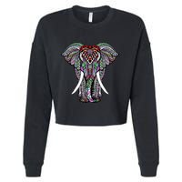 Henna Stylish Artistic Save The Elephants Wildlife Cropped Pullover Crew