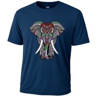 Henna Stylish Artistic Save The Elephants Wildlife Cooling Performance Crew T-Shirt