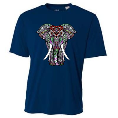 Henna Stylish Artistic Save The Elephants Wildlife Cooling Performance Crew T-Shirt