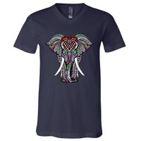 Henna Stylish Artistic Save The Elephants Wildlife V-Neck T-Shirt