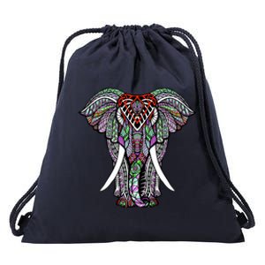 Henna Stylish Artistic Save The Elephants Wildlife Drawstring Bag