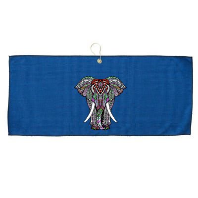 Henna Stylish Artistic Save The Elephants Wildlife Large Microfiber Waffle Golf Towel