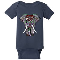 Henna Stylish Artistic Save The Elephants Wildlife Baby Bodysuit
