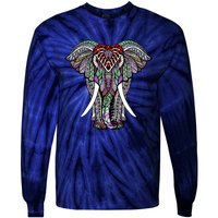 Henna Stylish Artistic Save The Elephants Wildlife Tie-Dye Long Sleeve Shirt