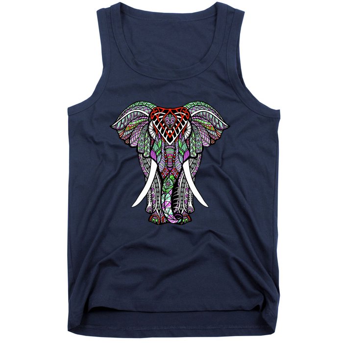 Henna Stylish Artistic Save The Elephants Wildlife Tank Top