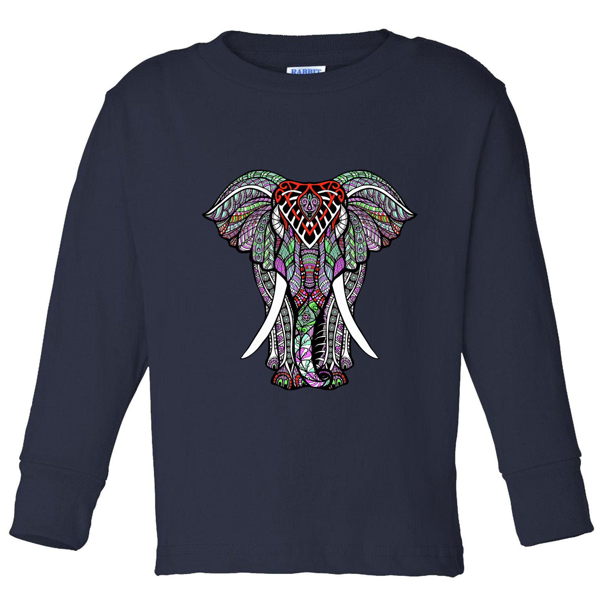 Henna Stylish Artistic Save The Elephants Wildlife Toddler Long Sleeve Shirt