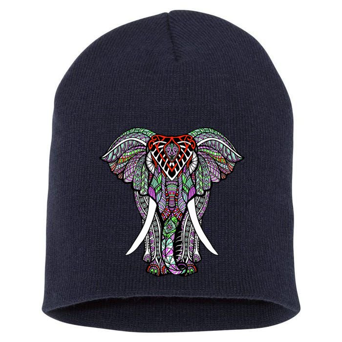 Henna Stylish Artistic Save The Elephants Wildlife Short Acrylic Beanie