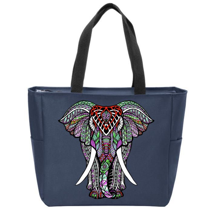 Henna Stylish Artistic Save The Elephants Wildlife Zip Tote Bag